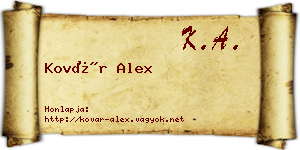 Kovár Alex névjegykártya
